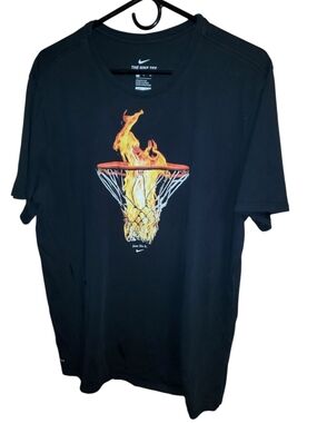 Mens Nike Black Dri-FIT Athletic Tee with White Logo Size XL